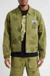 Billionaire Boys Club Bb Workman Cotton Herringbone Zip Jacket In Green