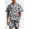 Billionaire Boys Club Beats Print Cotton Cropped Camp Shirt In Multi
