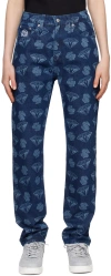 Billionaire Boys Club Blue 'diamond & Dollars' Jeans In Indigo