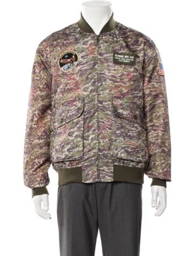 Pre-owned Billionaire Boys Club Camouflage Print Bomber Jacket In Green