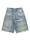 Billionaire Boys Club Frayed-hem Helmet-print Denim Shorts In Blue