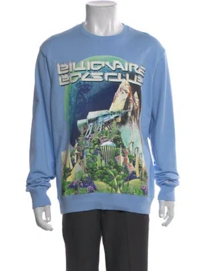 Pre-owned Billionaire Boys Club Graphic Print Crew Neck Sweatshirt In Blue