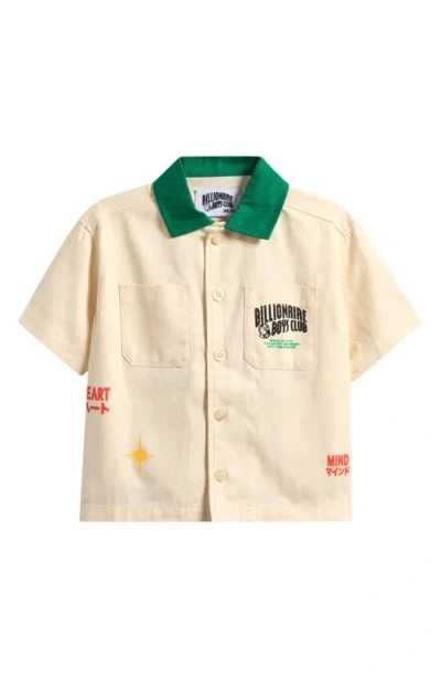 Billionaire Boys Club Kids' Buzzard Short Sleeve Button-up Shirt In Neutral