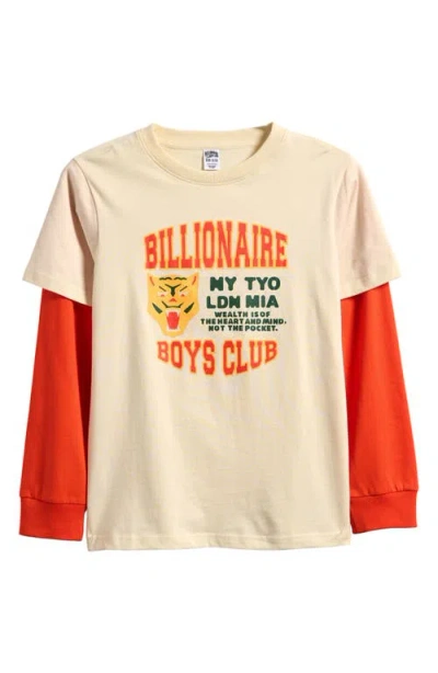 Billionaire Boys Club Kids' Champions Layered Long Sleeve Graphic T-shirt In Neutral