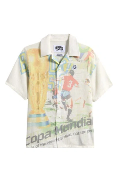 Billionaire Boys Club Kids' Copa Graphic Short Sleeve Camp Shirt In White
