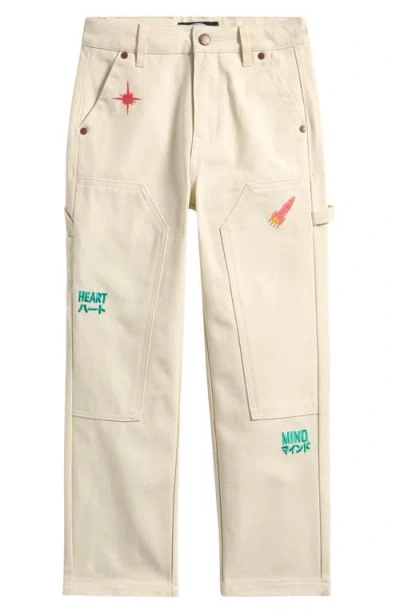 Billionaire Boys Club Kids' Embroidered Straight Leg Pants In Neutral
