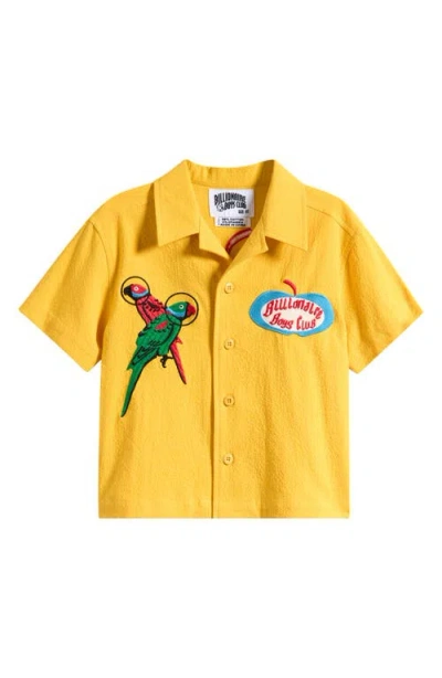Billionaire Boys Club Kids' Honeycrisp Stretch Cotton Button-up Shirt In Yellow