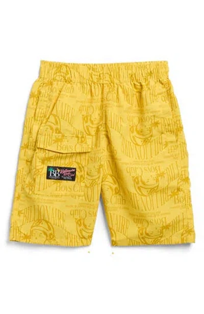 Billionaire Boys Club Kids' Paradise Nylon Shorts In Yellow