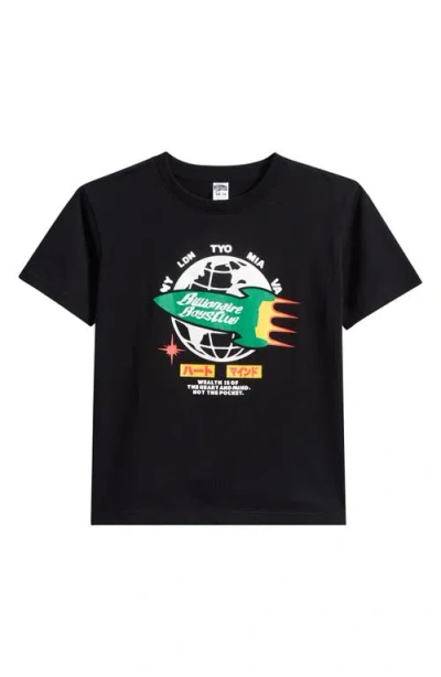 Billionaire Boys Club Kids' Worldwide Short Sleeve Graphic T-shirt In Black