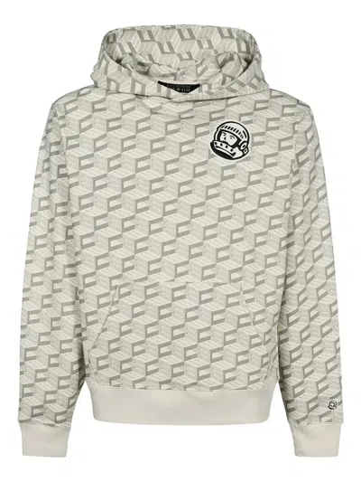 BILLIONAIRE BOYS CLUB LOGO-PATCH GEOMETRIC-PATTERN HOODIE