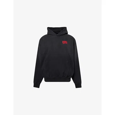 Billionaire Boys Club Mens Washed Black Oversized Embroidered-logo Cotton Hoody
