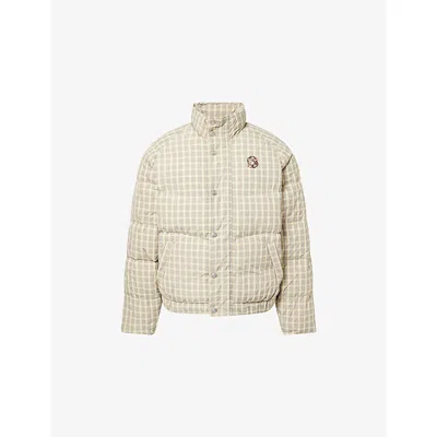 Billionaire Boys Club Mens Brown Check Script Check-print Shell Puffer Jacket