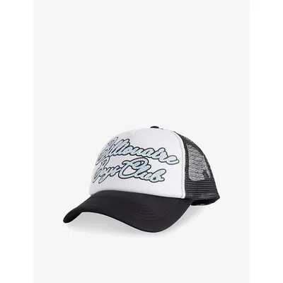 Billionaire Boys Club Mens Black White Diamond Script Woven Trucker Cap
