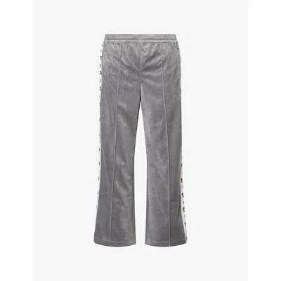 Billionaire Boys Club Mens Charcoal Velour Branded-panel Woven Jogging Bottoms In Gray