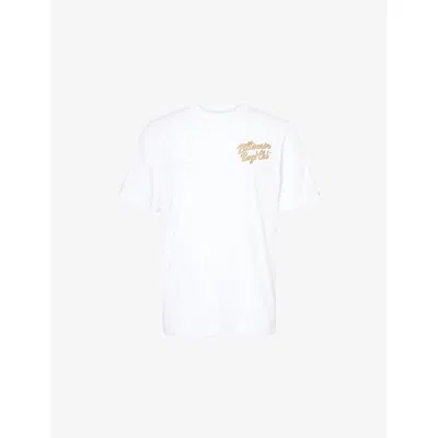Billionaire Boys Club Mens White Script Logo Crewneck Cotton-jersey T-shirt