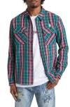 Billionaire Boys Club New World Plaid Graphic Button-up Shirt In Gray