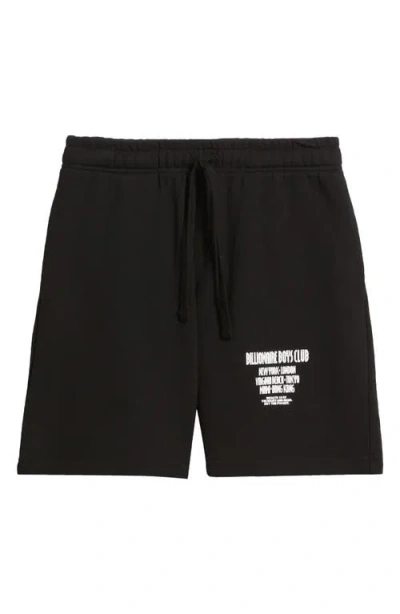 Billionaire Boys Club Satellite Logo Detail Cotton Fleece Drawstring Shorts In Black