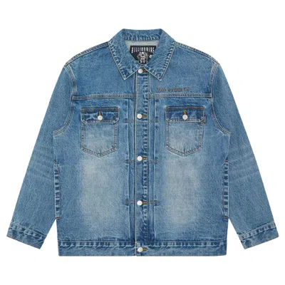 Pre-owned Billionaire Boys Club Script Denim Jacket 'astra' | Blue | Men's Size Xl