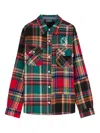 Billionaire Boys Club Script Flannel Patchwork Plaid Shirt In Red