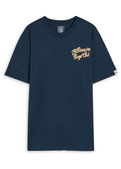 Billionaire Boys Club Script Logo-printed Cotton T-shirt In Blue