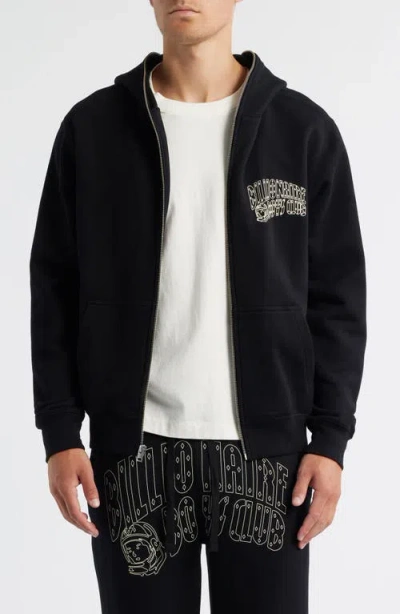 Billionaire Boys Club Small Curve Graphic Zip Hoodie In Black