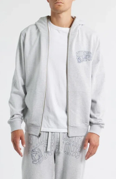 Billionaire Boys Club Small Curve Graphic Zip Hoodie In Gray