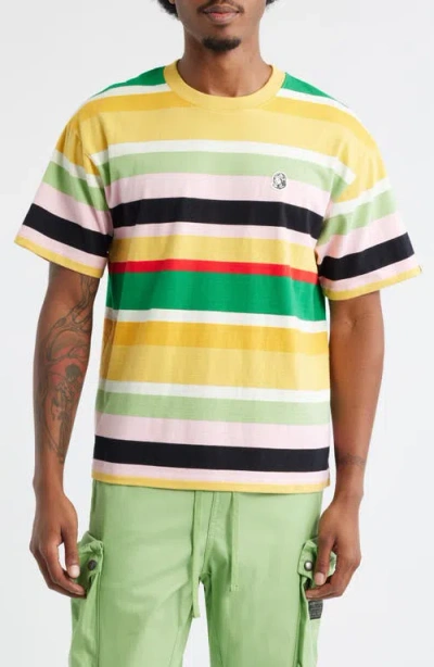 Billionaire Boys Club Treble Stripe Cropped Cotton Graphic T-shirt In Multi
