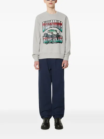 Billionaire Boys Club Trout-print Crew-neck Sweatshirt In White