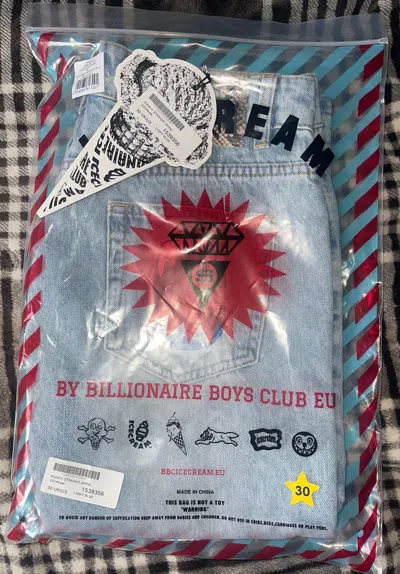 Pre-owned Billionaire Boys Club X Icecream Ice Cream Running Dog Snakeskin Print Jeans In Blue