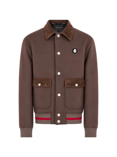 Billionaire Button-up Bomber Jacket In Brown