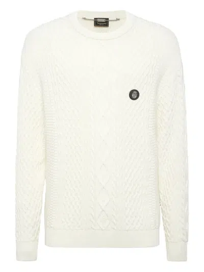 Billionaire Cable-knit Crew-neck Sweater In White