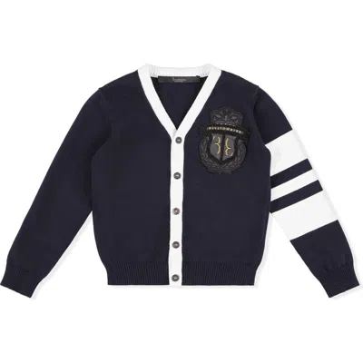 Billionaire Kids'  Cardigan Short Crest Boy In Darkblue