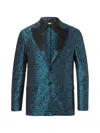 Billionaire Cesar Damask-patterned Blazer In Blue