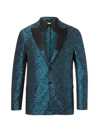 Billionaire Cesar Damask-patterned Blazer In Blue