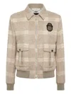 Billionaire Check-crest Bomber Jacket In Neutral