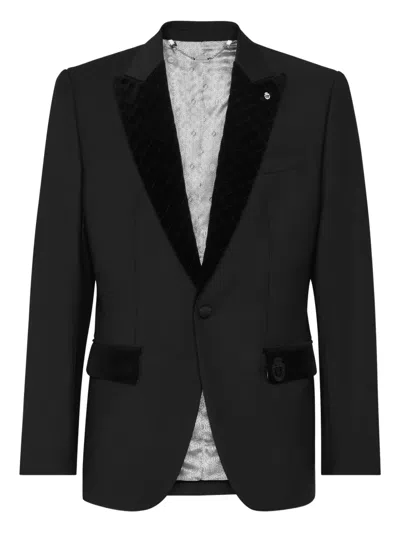 Billionaire Classic Velvet-trimmed Tailored Blazer In Black