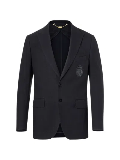 Billionaire Constant Crest-patch Single-breasted Blazer In Black