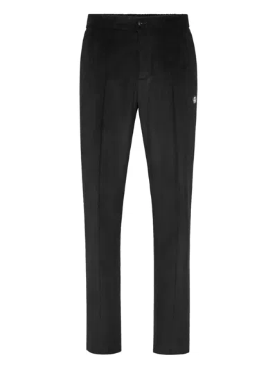 Billionaire Corduroy Logo-patch Trousers In Black