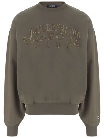 Billionaire Cotton Sweatshirt With Studded Appliqué Logo In Gray