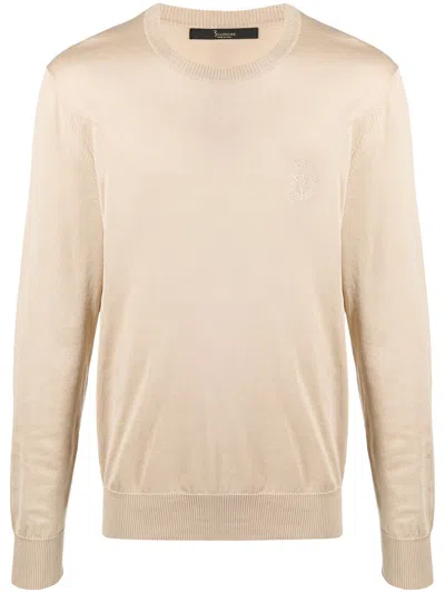 Billionaire Crest Embroidery Jumper In Neutrals