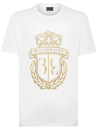 Billionaire Crest Logo-embroidered Cotton T-shirt In White