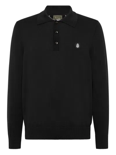 Billionaire Crest-plaque Long-sleeve Polo Shirt In Multi