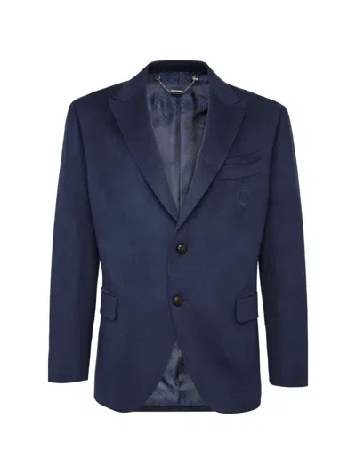 Billionaire Crest Single-breasted Blazer In Blue