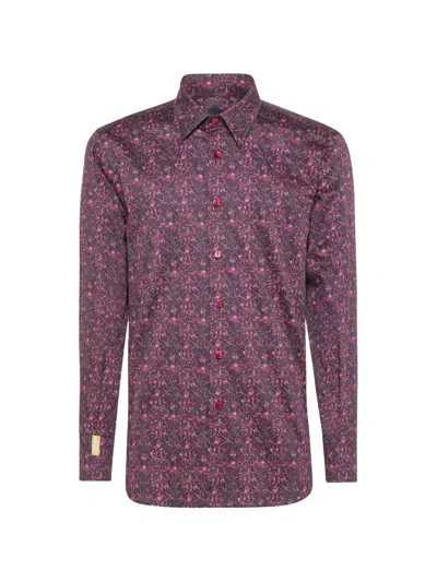 Billionaire Crest Slim-fit Baroque-print Shirt In Burgundy