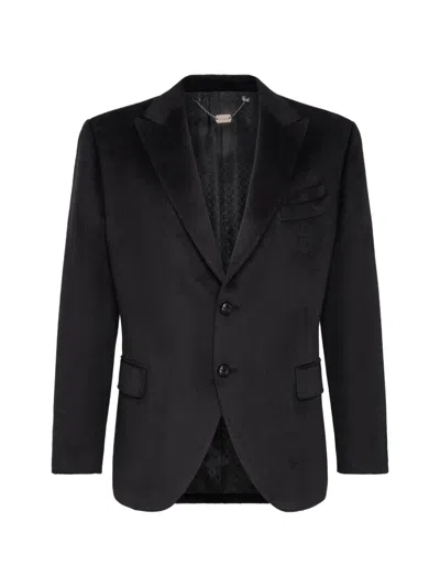 Billionaire Crest Velvet Blazer In Black