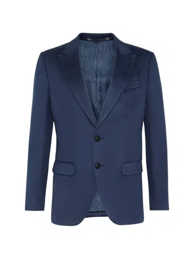 Billionaire Crest-embroidered Blazer In Blue