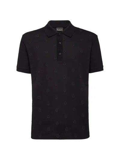 Billionaire Crest-embroidered Piqué Polo Shirt In Black
