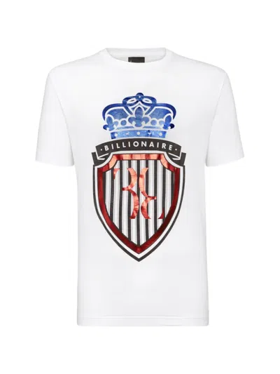Billionaire Crest-print Cotton T-shirt In White