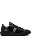 Billionaire Croco-print Logo-plaque Leather Sneakers In 黑色