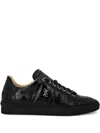Billionaire Crocodile-effect Leather Sneakers In Black